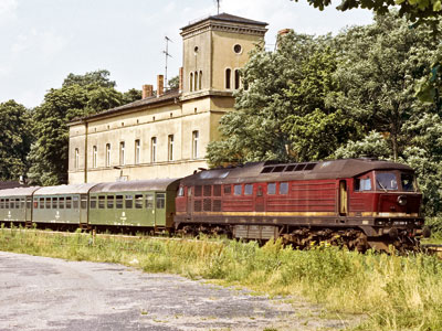 Ludmilla vor Personenzug in Herzberg West