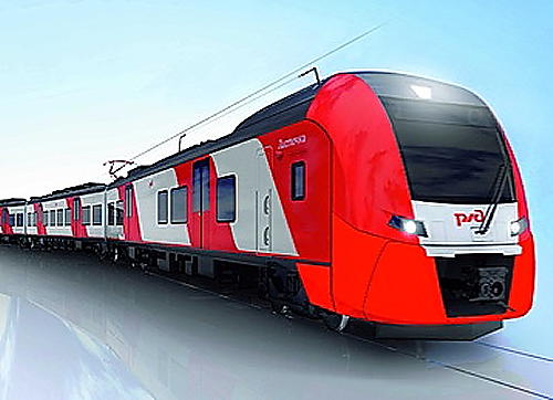 Die Siemens-Züge vom Typ Desiro RUS für den Regionalverkehr können eine Geschwindigkeit von bis zu 160 Kilometern pro Stunde erreichen. Sie tragen in Russland den Namen „Lastochka“ – die kleine Schwalbe. Die ersten Einheiten sollen ab Herbst 2013 in Sotschi in Betrieb gehen. Foto: Designstudie Siemens.