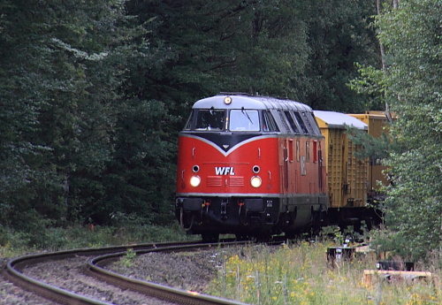 Die 228 501 der WFL war mit der Schotterbettreinigungsmaschine auf der Heidebahn im Einsatz. Alle Fotos: Dierk Lawrenz