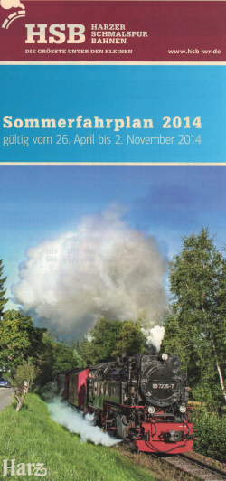 xxSommerfahrplan der HSB 2014