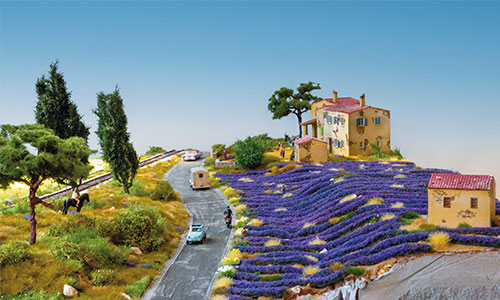 Reis und Lavendel in der Provence-Diorama in H0